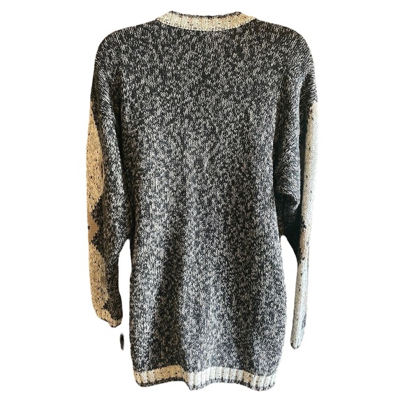 Gina Peters Cardigan Sweater Open Front Geometric Pattern Vintage Academia - Picture 2 of 5